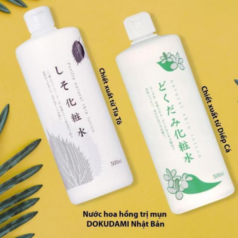 Nước hoa hồng diếp cá tía tô giảm mụn Dokudami 500ml Nhật Bản toner diếp cá