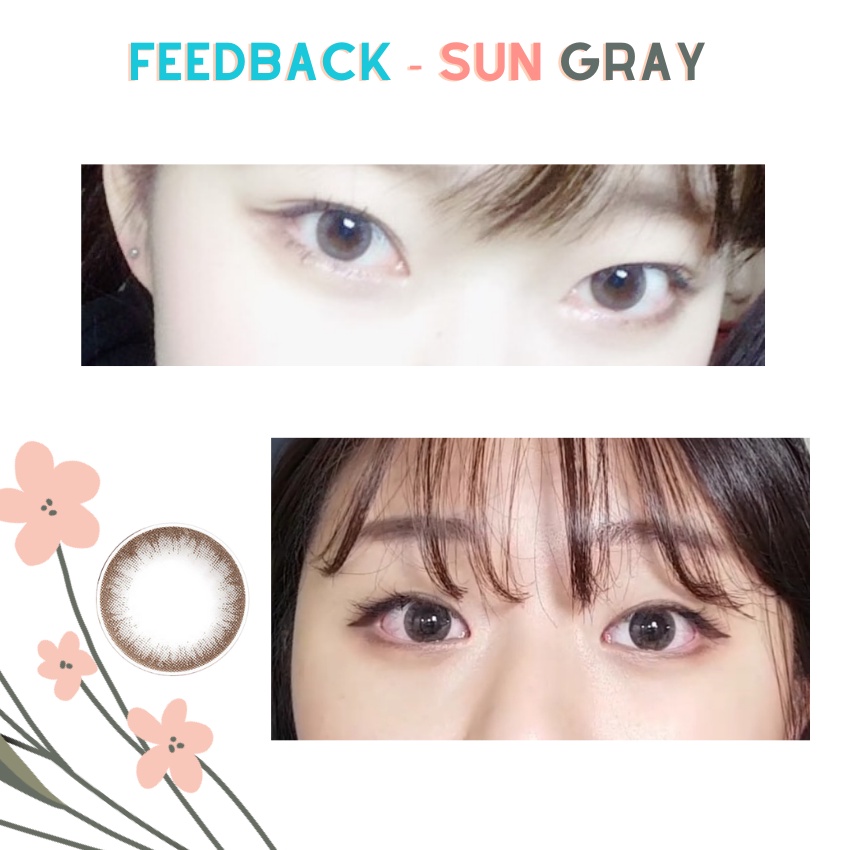 Lens Hàn Quốc màu xám  tự nhiên vân trầm Sun gray, đủ độ cận đến 8,giãn nhẹ 14.0mm , sử dụng 3~6 tháng