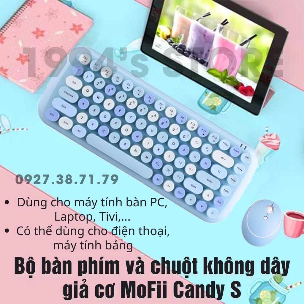 Bộ bàn phím và chuột không dây giả cơ MoFii Candy S - Dùng cho PC, Máy tính bàn, Laptop, Tivi, Điện thoại, Máy tính bảng