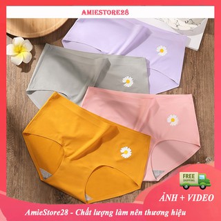 QUẦN LÓT KHÔNG VIỀN [7 MÀU - CÓ XL] Quần lót su hoa cúc đáy cotton kháng khuẩn mềm mại ôm dáng siêu hot