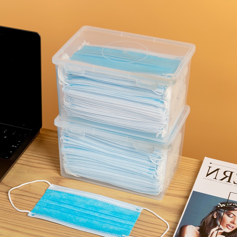 Hộp TAILI bằng nhựa trong suốt có nắp đậy đựng khẩu trang dùng một lần tiện lợi