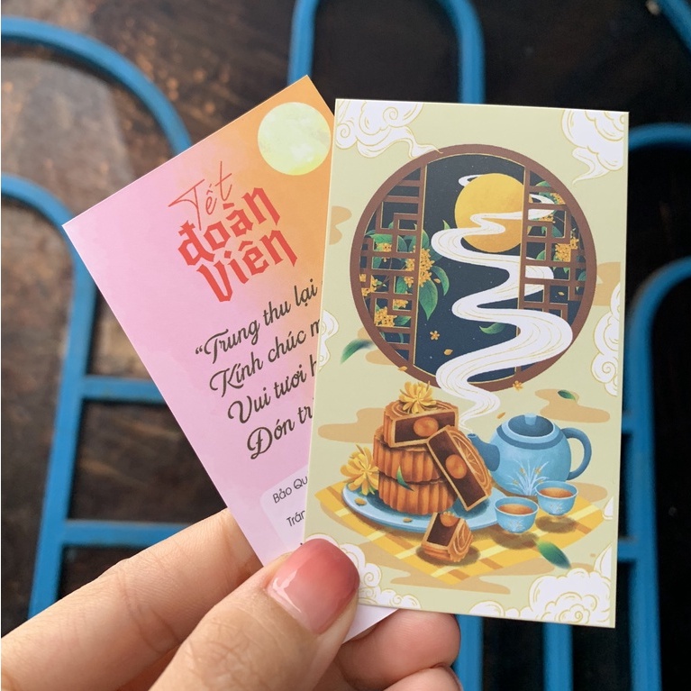 Thẻ, Card Chúc Trung Thu - Ghi NSX, HSD - Mẫu TRÀ BÁNH