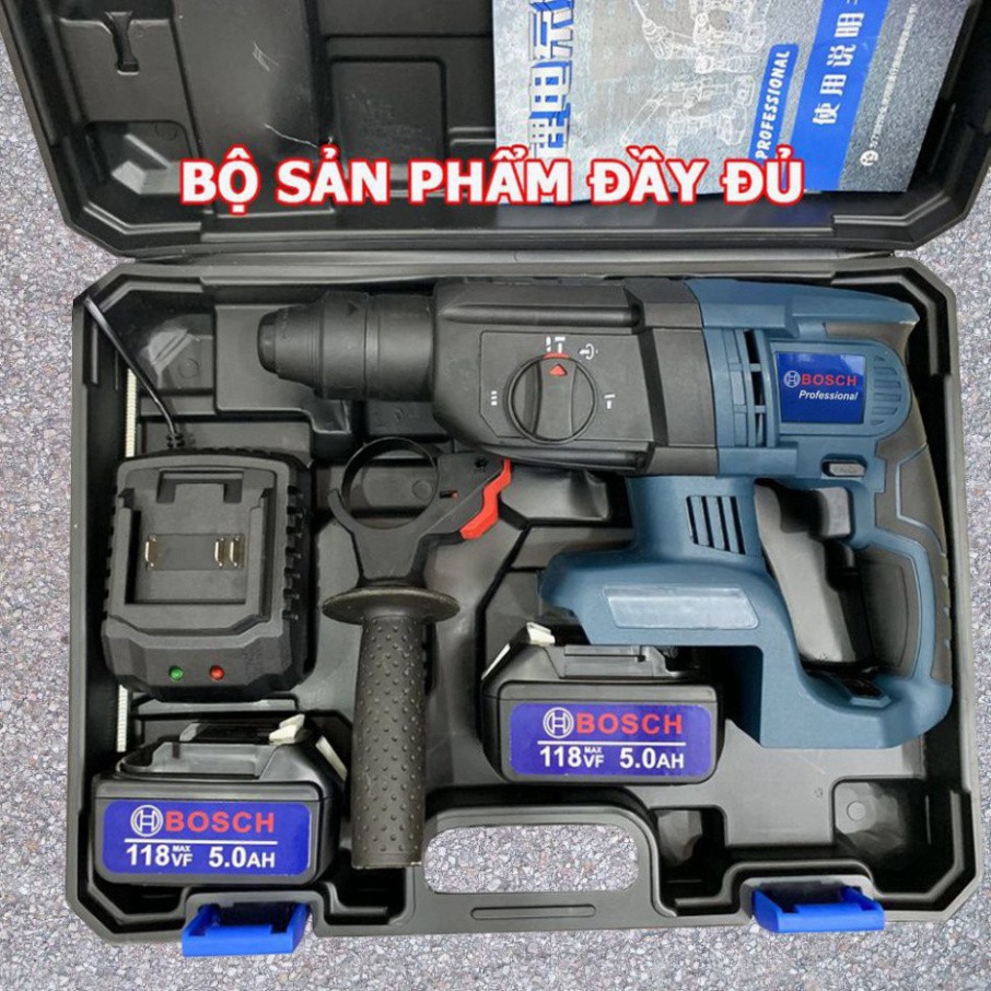 Máy Khoan Bê Tông Dùng Pin BOSCH 118V 3 Chức Năng - Lõi Đồng - Không Chổi Than - BẢO HÀNH 12 THÁNG