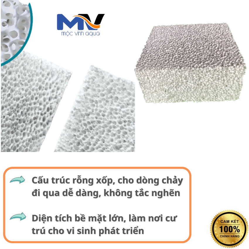 Vật liệu lọc Sứ lọc bể cá, sứ tàu hũ Bacteria house viên vuông 10x10x5cm