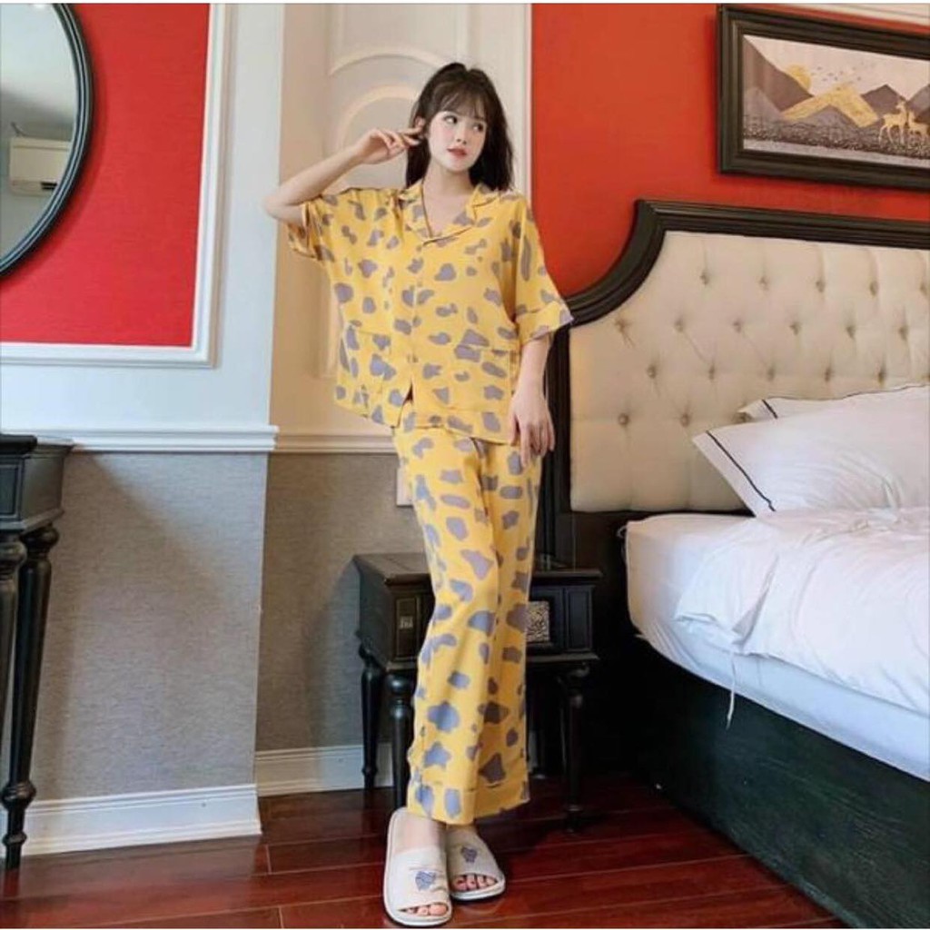 Đồ bộ mặc nhà quần dài áo cộc pijama kate thái đồ ngủ mát mẻ thoáng khí nhiều mẫu (127808)