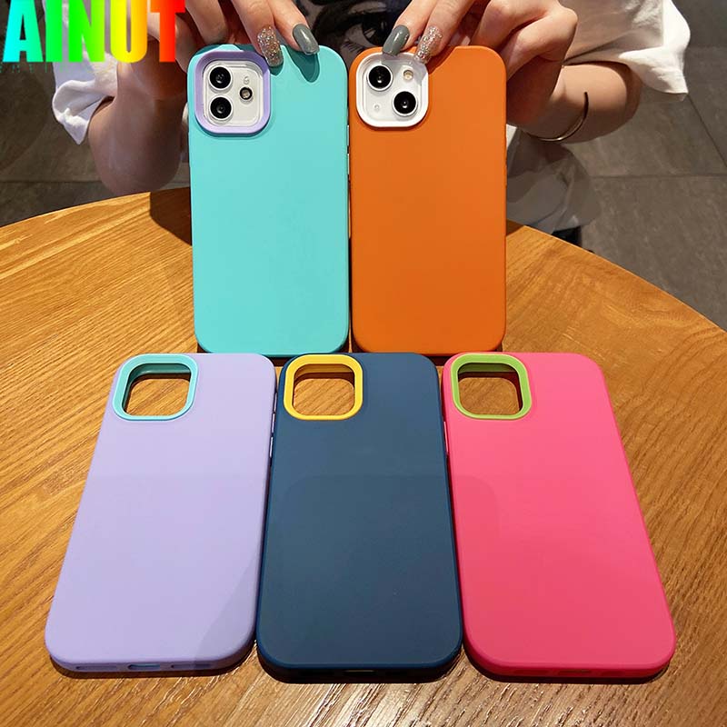 Ốp điện thoại TPU silicone mềm chống bụi/chống sốc màu trơn thích hợp cho iPhone11 12 13 Pro Max 7 8 Plus X XS XR XSMAX