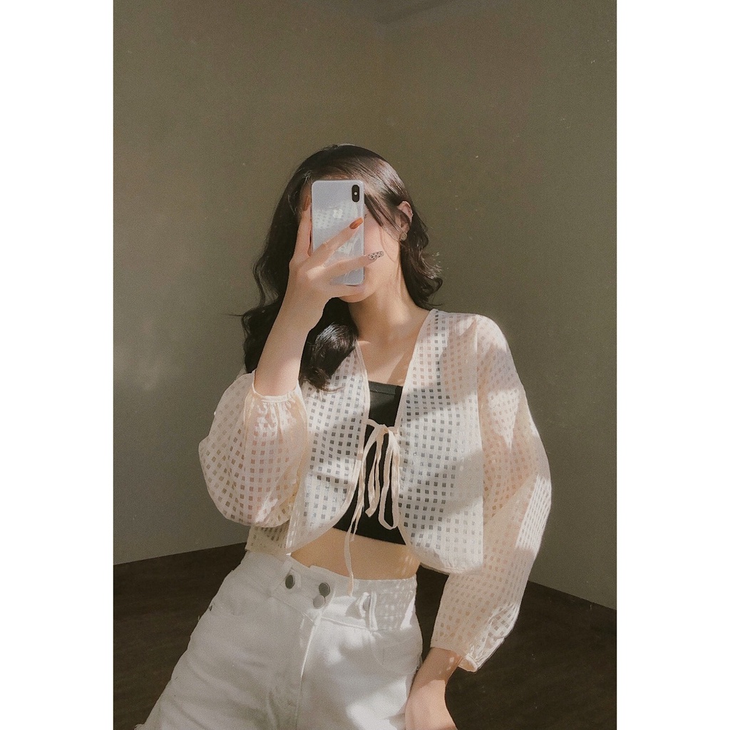 Set áo tay bo kẻ chìm nơ giữa kèm áo 2 dây A1934 SUSTORE