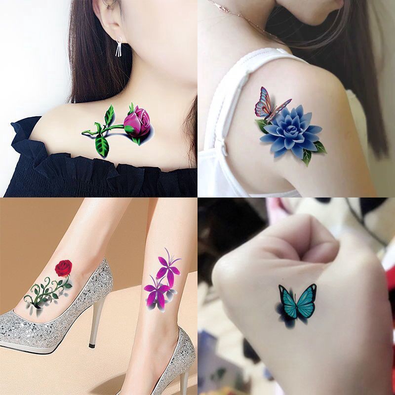 Hình Xăm Giả Chống Thấm Nước Hình Hoa Bướm Nghệ Thuật