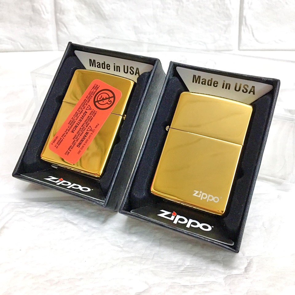 Vỏ Zippo USA (Mỹ) Có Tem Đỏ Bóng Vàng Sang Trọng - Vỏ Zippo Mạ Chrome