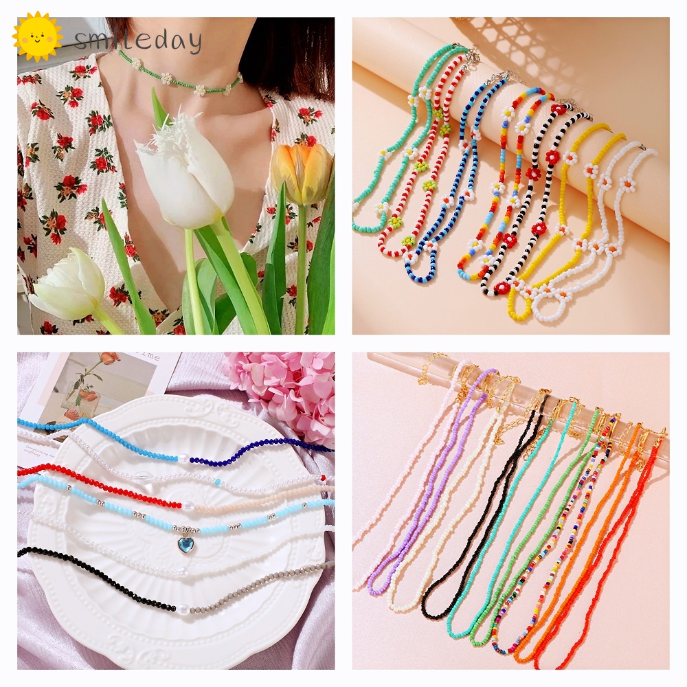 Dây Chuyền Chuỗi Hạt Trang Trí Hoa Phong Cách Hàn Quốc Bohemian Dễ Thương