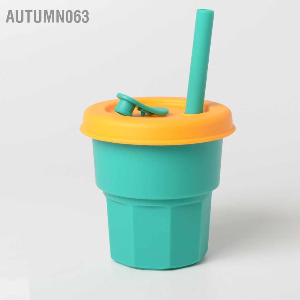 Bình Đựng Nước Bằng Silicone Chống Rò Rỉ Kèm Ống Hút Họa Tiết Hoạt Hình Cho Bé Trai Và Gái