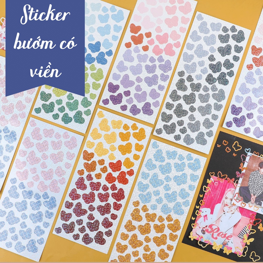 Sticker bướm Có viền version 2 loại to siêu nhiều Trang trí Toploader