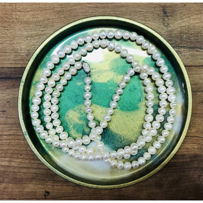 Chuỗi đeo cổ 120cm màu trắng 8-9ly