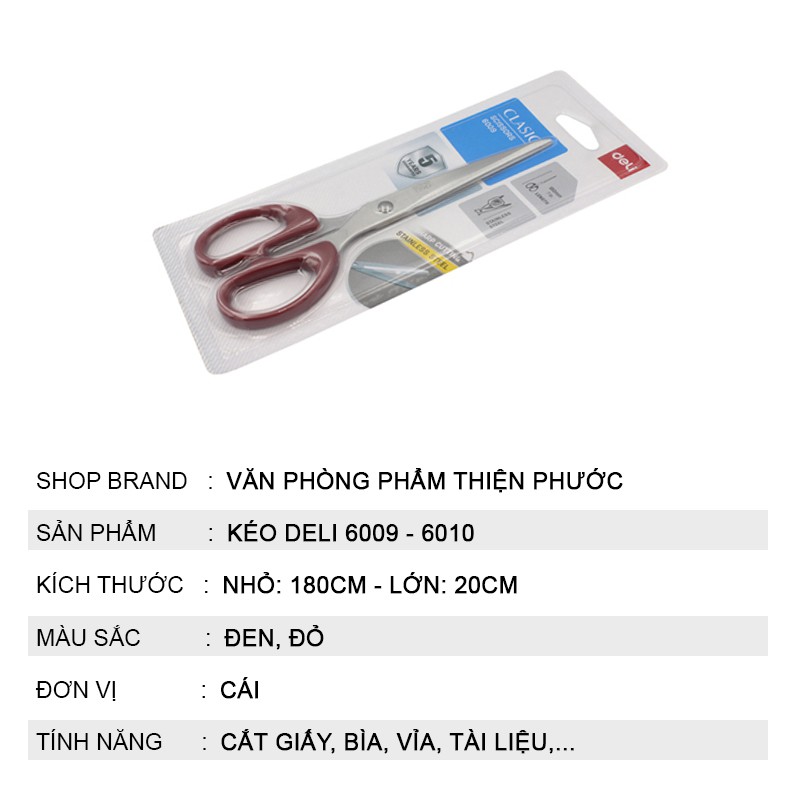 Kéo cắt giấy vải lớn đa năng Deli 6009/6010 THIỆN PHƯỚC