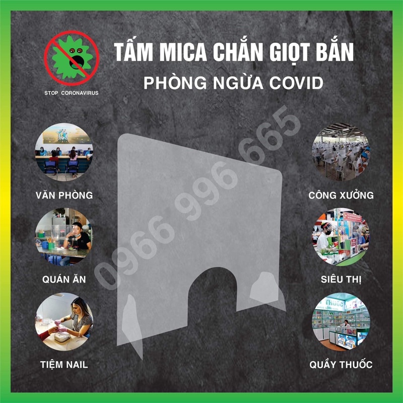 Tấm chắn giọt bắn mica trong suốt để bàn dùng cho quầy thuốc, quán ăn...