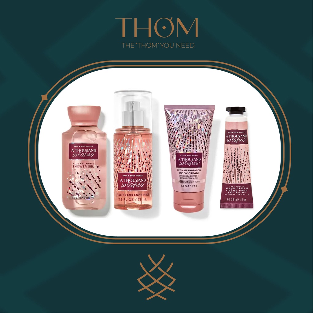 A THOUSAND WISHES  | MINI SET TRAVEL SIZE Tắm Dưỡng Xịt Thơm Toàn Thân Bath &amp; Body Works