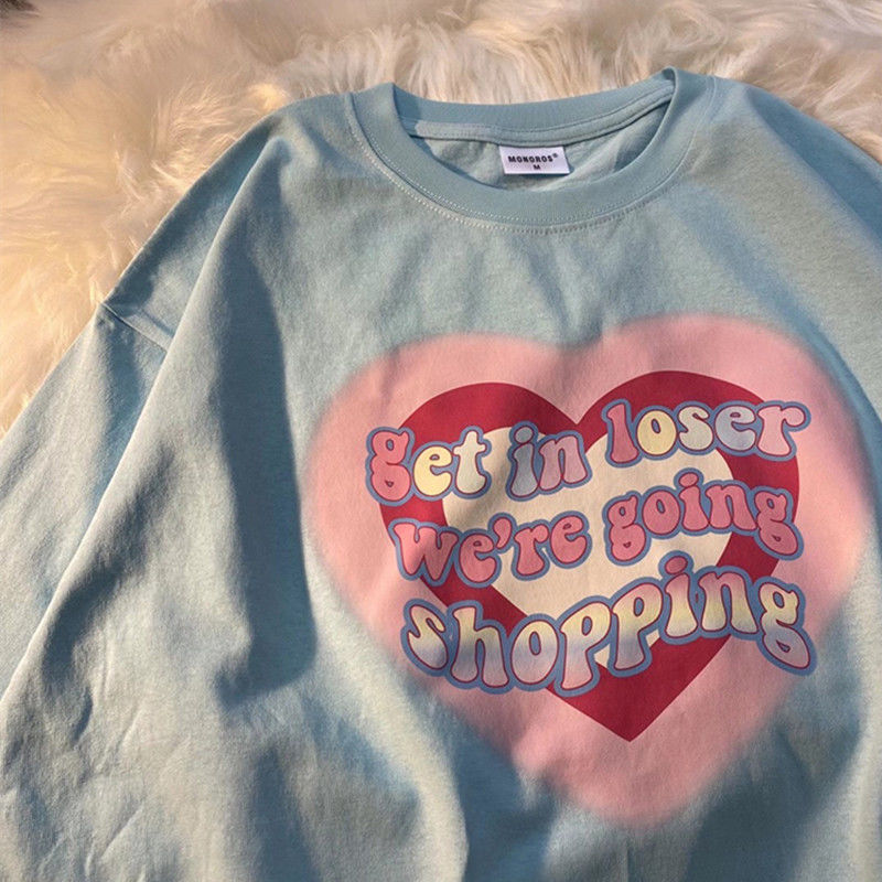 NRVP Áo thun ngắn tay dáng rộng phong cách Hàn Quốc thời trang 2021 dành cho nữ