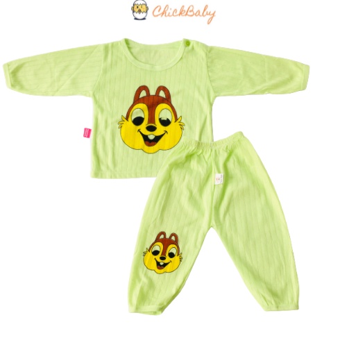 Bộ đồ ngủ dài tay sơ sinh cotton giấy (Size: 3kg-15kg) mùa hè cài cúc vai cho bé dưới 1 tuổi - ChickBabyShop