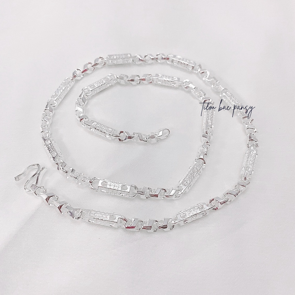 Dây chuyền bạc nam hình trụ kim tiền PANSY - Vòng cổ bạc ta cao cấp cho nam giới