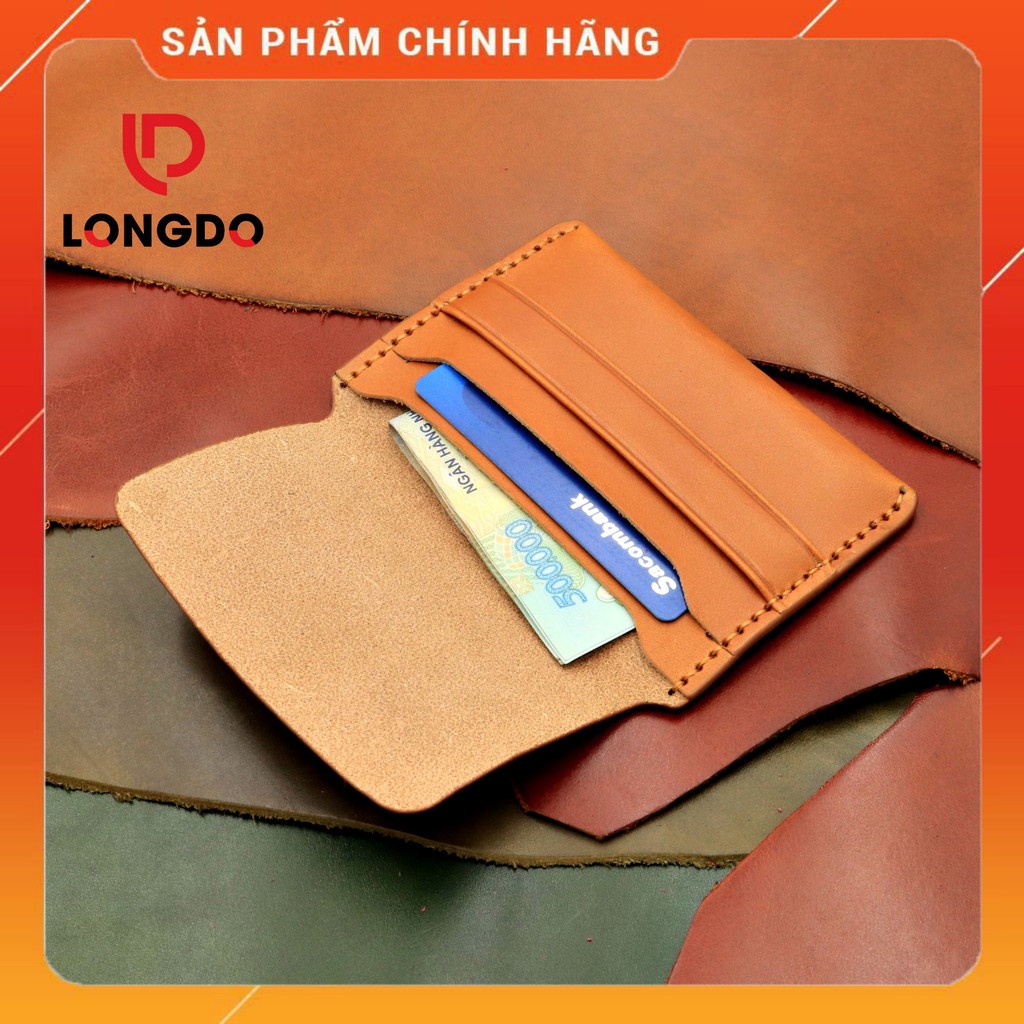 Ví Đựng Card Cao Cấp Da Pullup - Cam Kết 100% Da Bò Thật - Màu Vàng Bò Hàng Chính Hãng Thương Hiệu Longdo Leather - C01