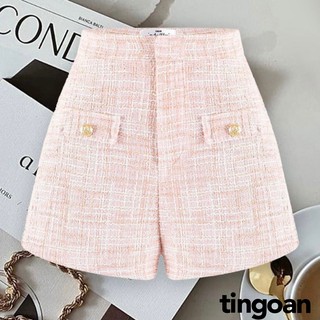 Quần short tweed set hồng ngắn tay tingoan pinkland short/pk