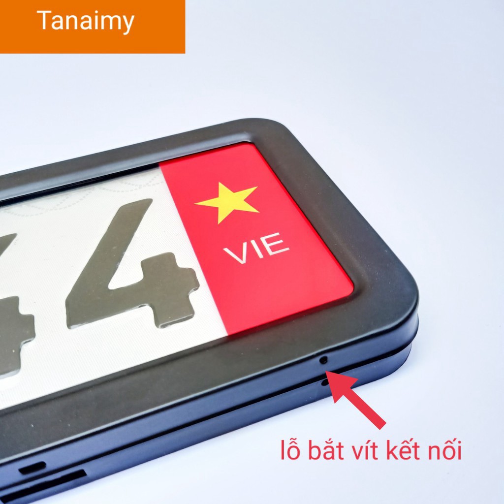 Khung biển số ô tô dài mới viền màu đen