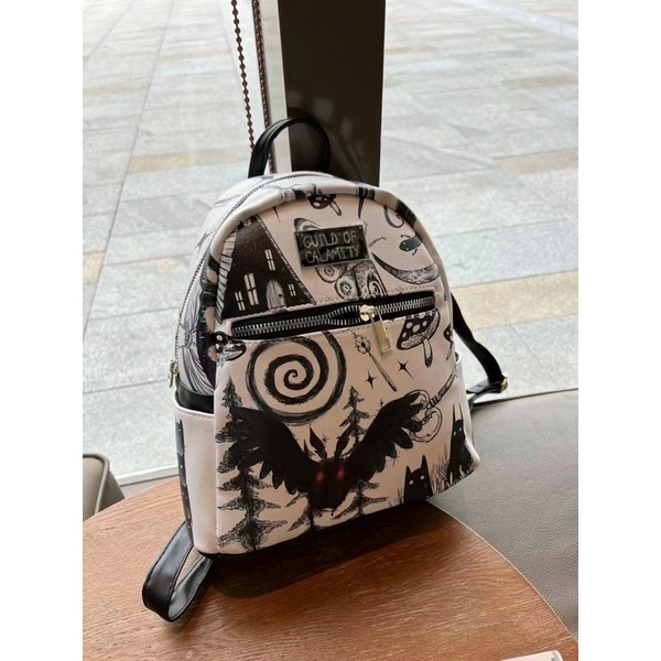 TNS-Balo mini form vuông hottrend xuất Âu hoạ tiết graffiti siêu cá tính-chất da cao cấp-màu đen và trắng classic