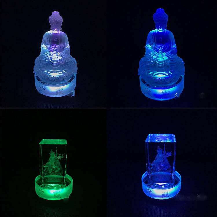 Đế đèn led trụ tròn làm sáng tượng phật, tháp xá lợi đổi màu