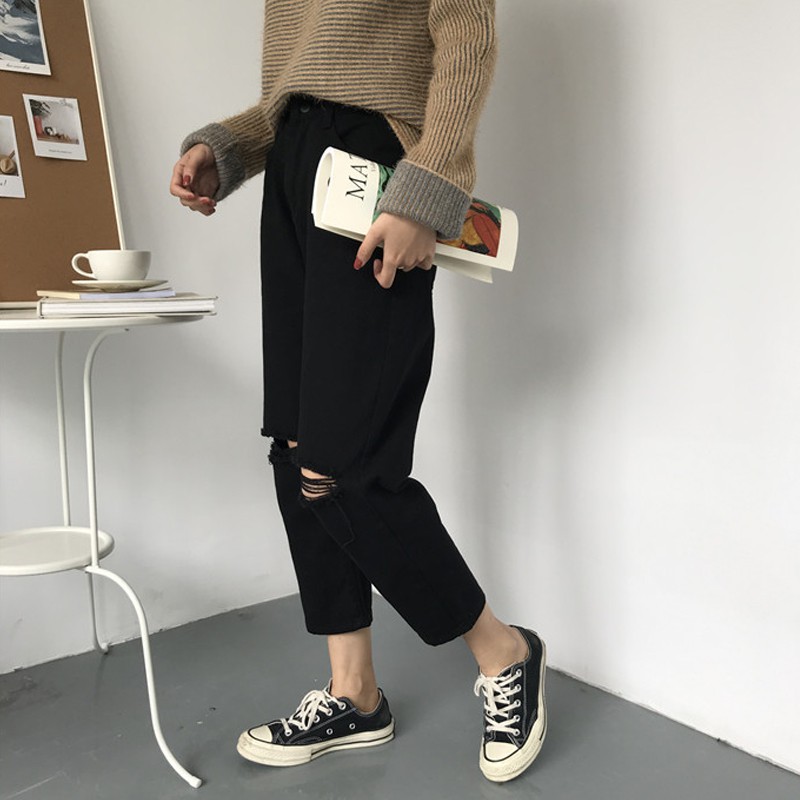 Quần jean nữ baggy cạp cao phong cách Emilyshop ulzzang