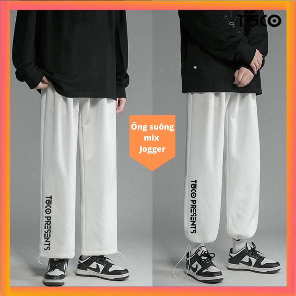 Quần Jogger TUCO Trắng , Ống suông Nam Nữ Unisex Form  Rộng Rút Dây Bo Gấu Vải Mịn Mềm Mát Quần Joker, Joger, Thể Thao