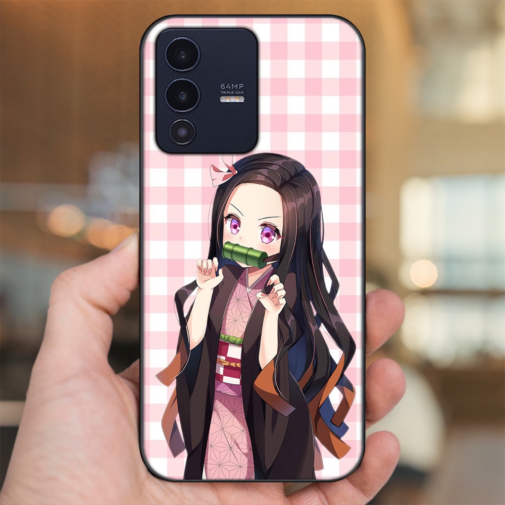 Ốp lưng Vivo V23 5G viền đen in hình Nezuko Kimetsu no Yaiba