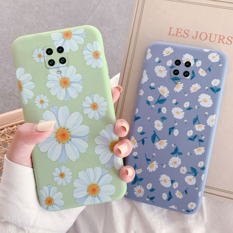 Daisy RedMi Note 9 Pro Casing OPPO A92 A52 Case VIVO Y30 Y50 XIAOMI mi 10 Reno 3 Pro Casing Soft Cover simple Green,Flower  for women girl couple