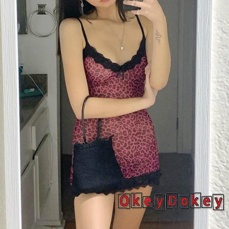 Đầm không tay dáng ôm Cổ Chữ v In Họa Tiết Quả cherry Phối Ren Quyến Rũ Dễ Thương Cho Nữ