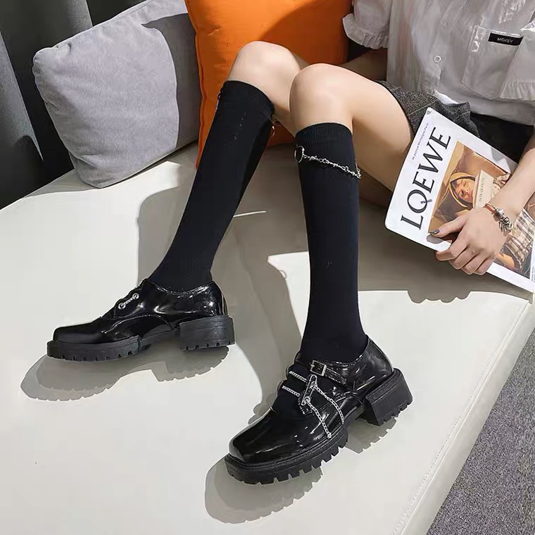 🖤 GIÀY ULZZANG MŨI VUÔNG DECOR GHIM VÀ DÂY XÍCH SIÊU XINH - ORDER 10 NGÀY | BigBuy360 - bigbuy360.vn