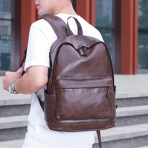 Balo nam nữ da pu lv giá rẻ đẹp RIKY cặp da nam nữ thời trang hàn quốc ulzzang đựng laptop 15.6 inch