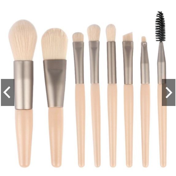 Bộ Cọ Trang Điểm 8 Cây Vintage Siêu Cute Trong Túi Zip