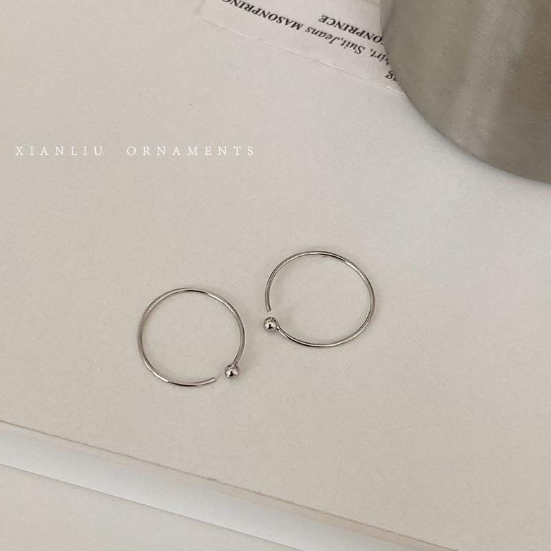 Bông tai zhenting mạ bạc hình tròn nhiều lớp đơn giản cho nữ