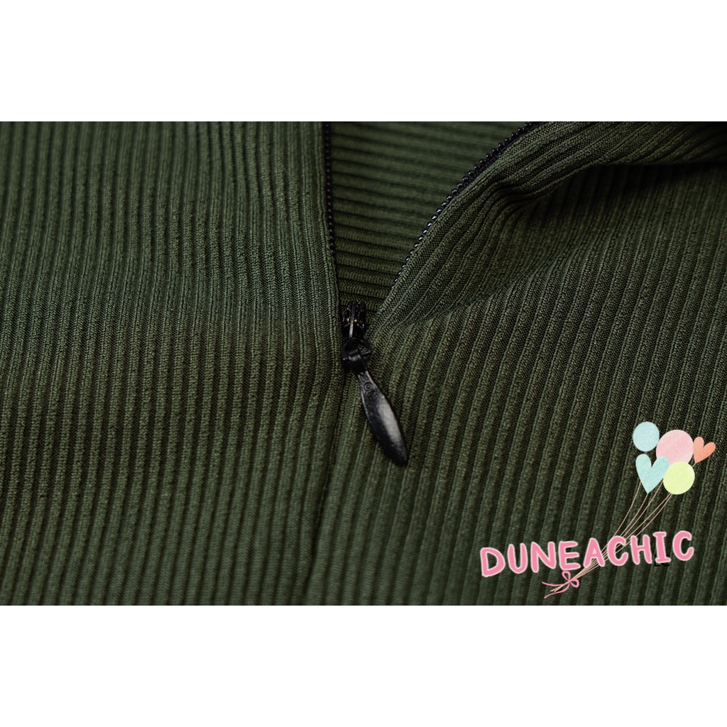 Áo liền quần DUNEA dệt kim tay dài màu trơn thiết kế đơn giản cho nữ