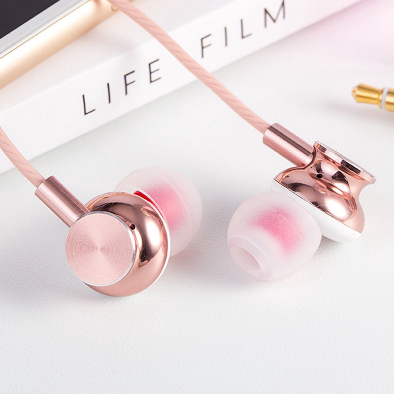 Original Langsdom M430 Stereo HiFi In-Ear Earphone Rose Gold Metal Earbud Fashion Noise Isolating Super Bass with Mic