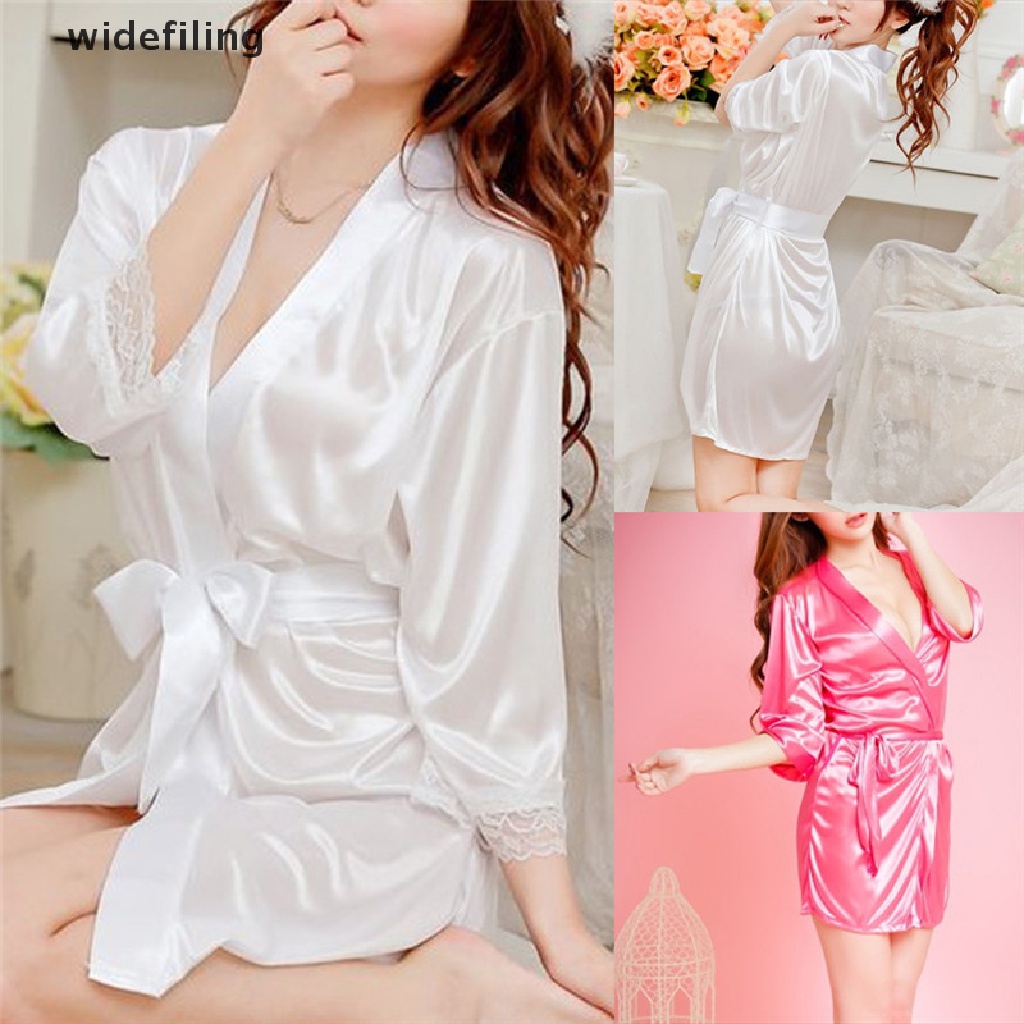 Áo Choàng Tắm Satin Phối Ren Quyến Rũ Dành Cho Cô Dâu
