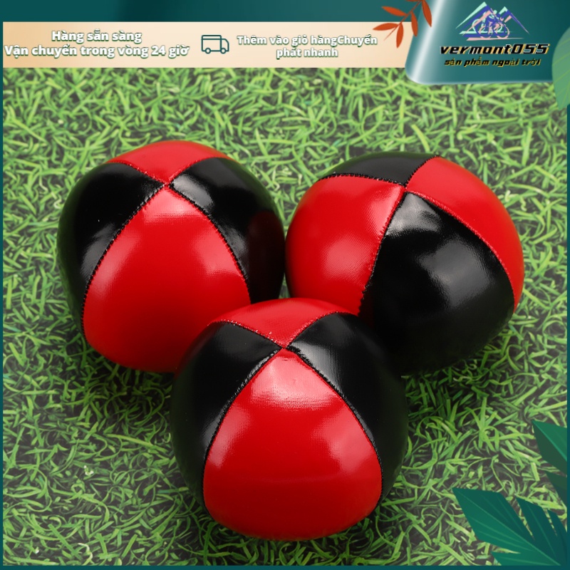 Có thể bán buôn Set 3 quả bóng tung hứng da PU đỏ đen hạt mịn EPS cao cấp vermont055 Hàng giao ngay
