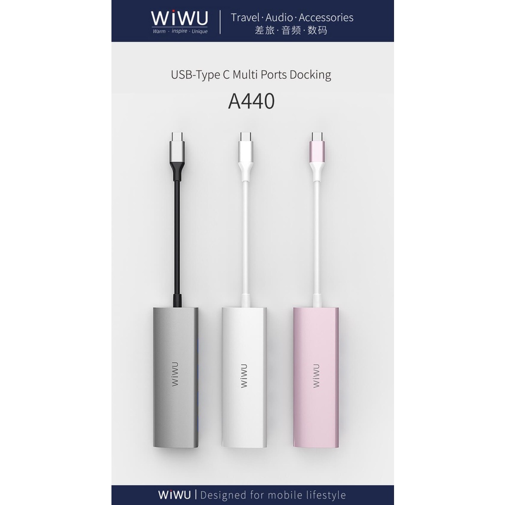 HUB adapter chuyển đổi 4-in-1 WIWU Alpha A440 hỗ trợ Macbook