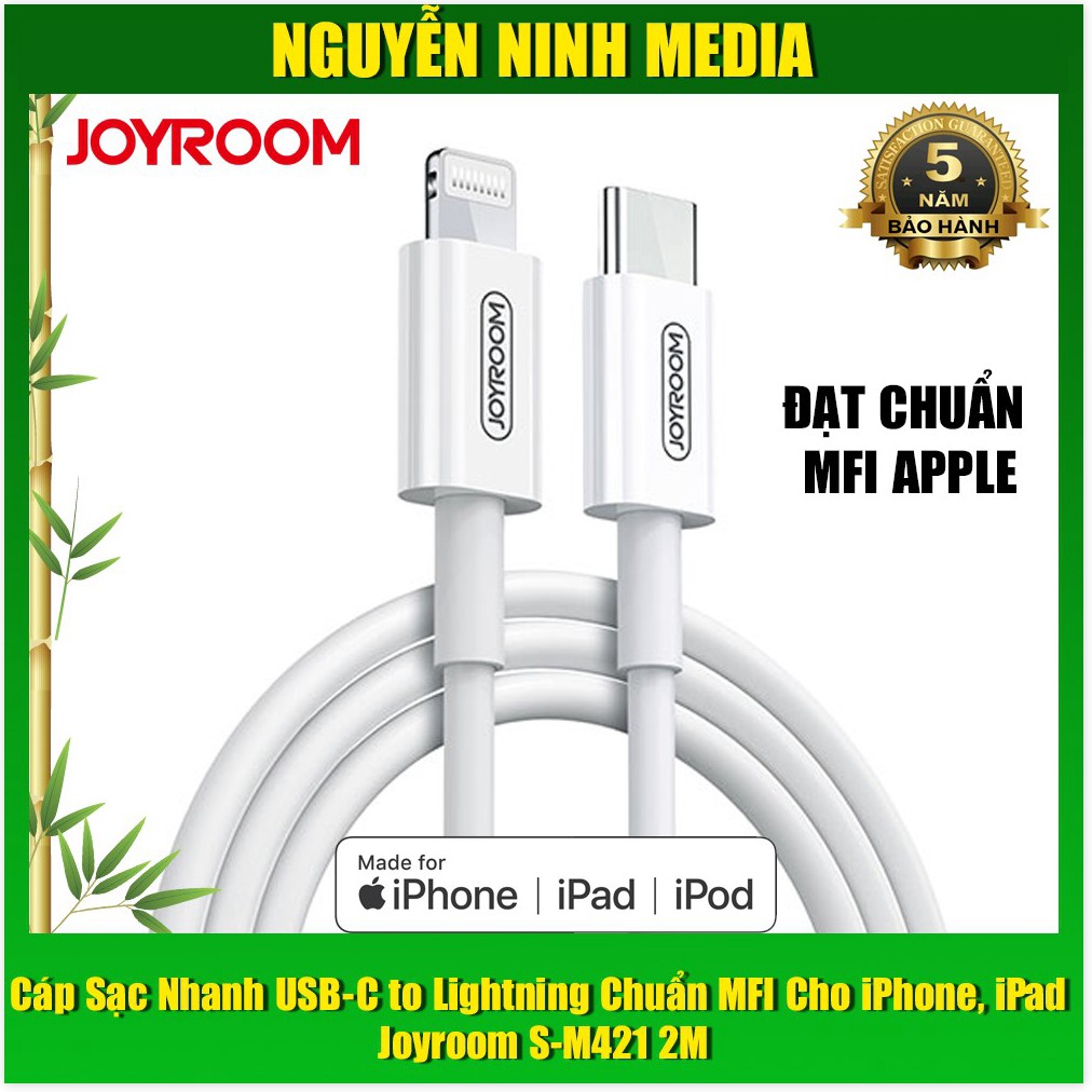 Cáp Sạc Nhanh USB Type C to Lightning Chuẩn MFI Cho iPhone, iPad Joyroom S-M421 2M - Hàng Chính Hãng