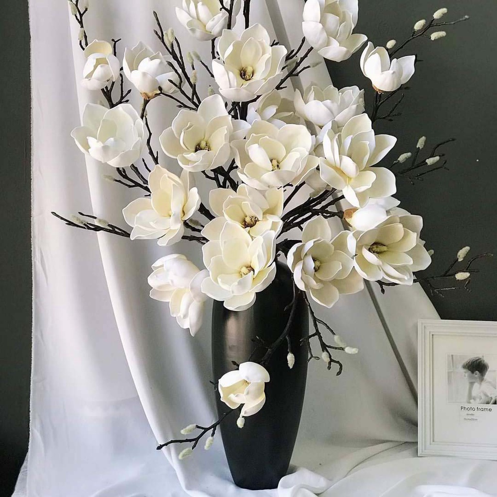 Cành hoa giả, đào đông đỏ, tuyết sơ ri cổ cao cấp, lá táo mốc, ô liu cắm điểm hoa mộc lan, trang trí nhà đẹp