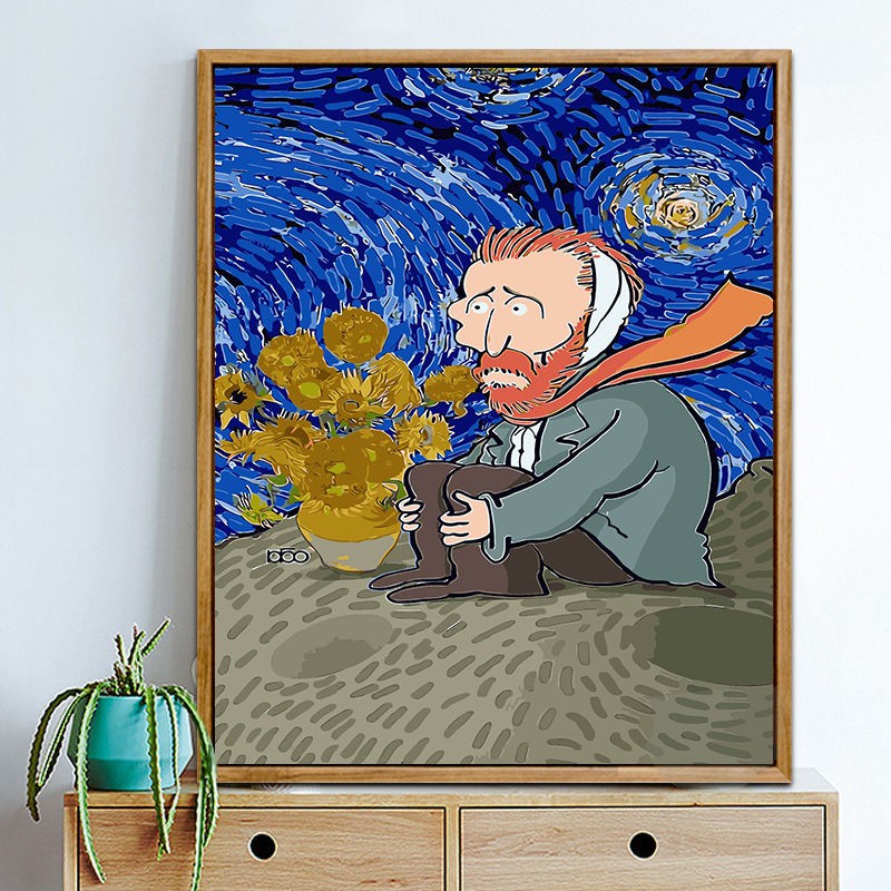 Tranh số hóa tự tô phong cách Van Gogh size 40x50 đủ bộ dụng cụ