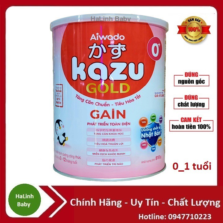 Sữa Kazu gold Gain 0+ 810g [Date 2023]