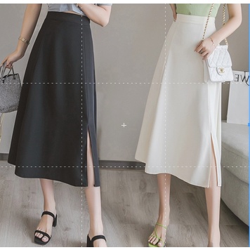 Chân Váy Dài Chữ A Ulzzang xẻ cạnh, Váy Chữ A dáng Dài xẻ cạnh phong cách trẻ trung