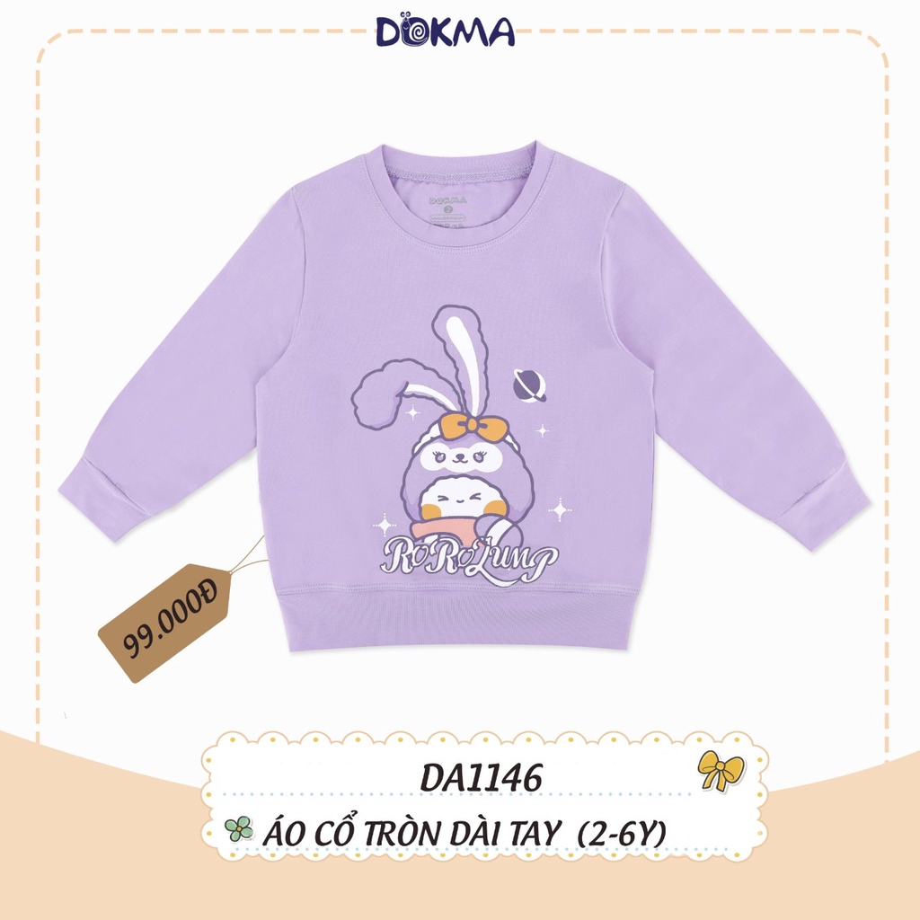 Áo cổ tròn dài tay bé gái Dokma