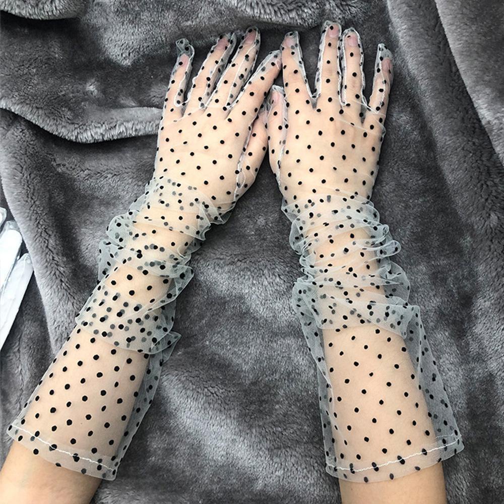 Đôi Găng Tay Vải Tuyn Mỏng Co Giãn Phong Cách Vintage Thanh Lịch