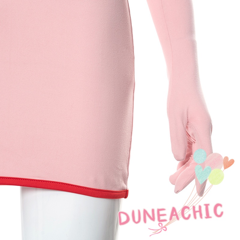 DUNEA Đầm hồng hở lưng có găng tay thời trang cá tính